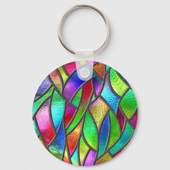Coloured Glass Pattern 3D Texture Key Ring (Front)