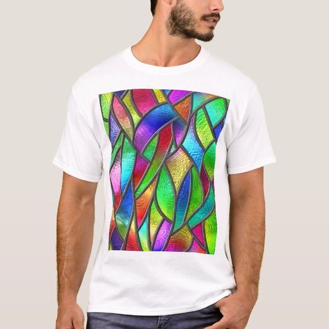Coloured Glass Pattern 3D Texture T-Shirt (Front)