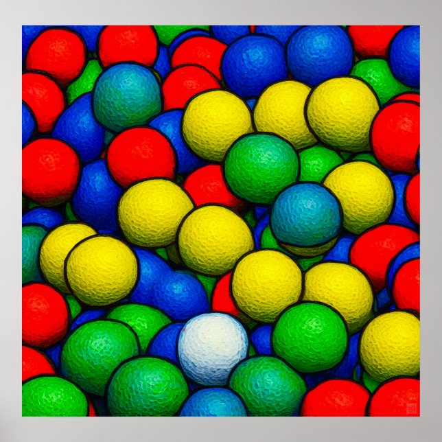 Coloured Golf Balls - Art On Canvas Print (Front)