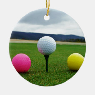 Coloured Golf Balls, mountain tee Ceramic Ornament