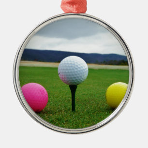 Coloured Golf Balls, mountain tee Metal Tree Decoration