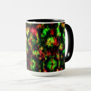 Coloured green, yellow to red with feathers mug