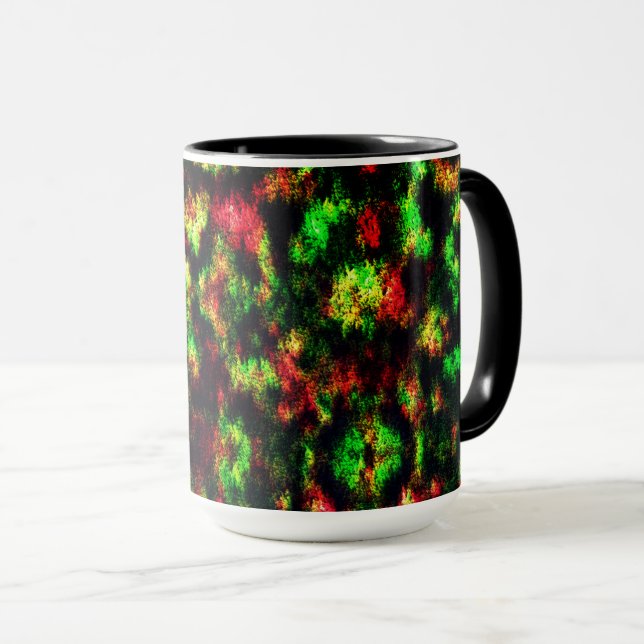 Coloured green, yellow to red with feathers mug (Front Right)