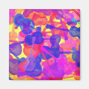 Coloured Guitar Collage Magnet
