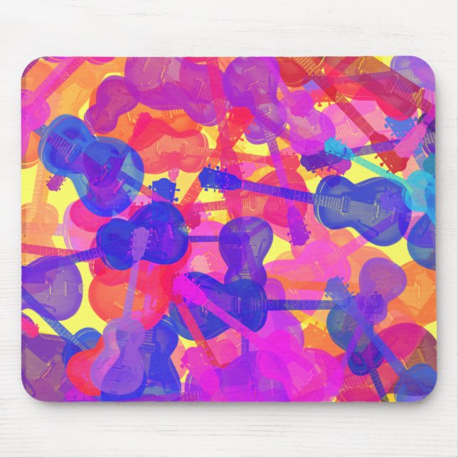 Coloured Guitar Collage Mouse Pad (Front)