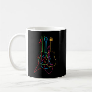 Coloured Guitars Electric Acoustic Classical Coffee Mug