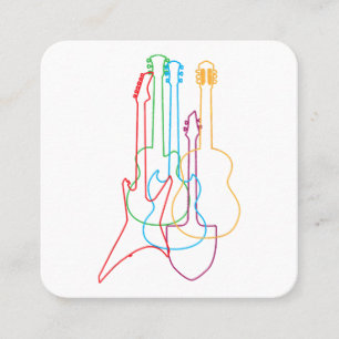 Coloured Guitars Electric Acoustic Classical Gift  Square Business Card