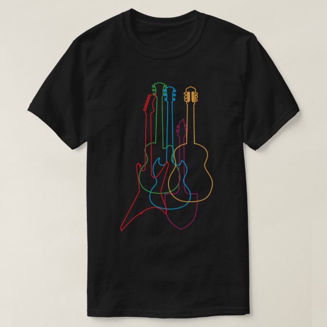 Coloured Guitars Electric Acoustic Classical Gifte T-Shirt (Design Front)
