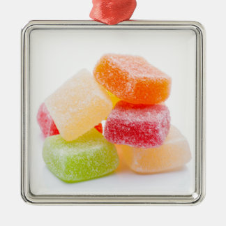 Coloured gummy square sweets metal ornament