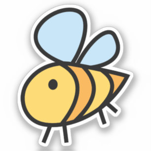 Coloured Hand Drawn Bee Custom-Cut Vinyl Sticker