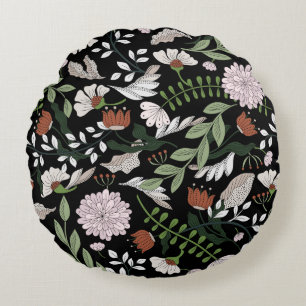 Coloured hand painted seamless pattern with flower round cushion