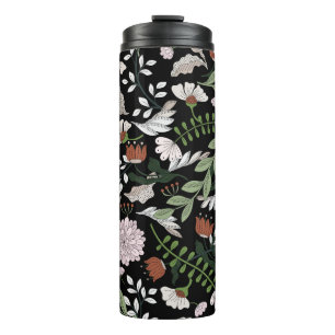 Coloured hand painted seamless pattern with flower thermal tumbler
