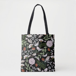 Coloured hand painted seamless pattern with flower tote bag
