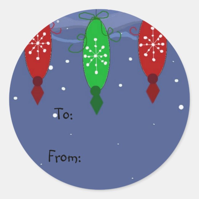 Coloured Hanging Baubles Classic Round Sticker (Front)