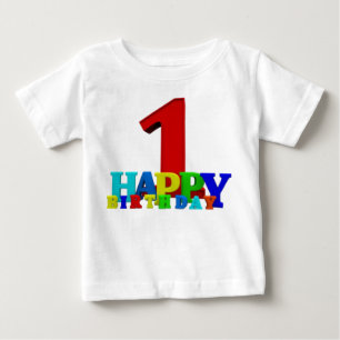 Coloured Happy Birthday Typography Baby T-Shirt