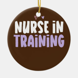 Coloured Heart Funny Nurse In Training Saying Ceramic Ornament