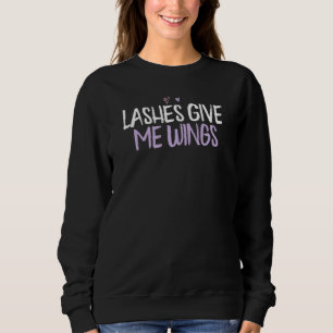 Coloured Heart  Lashes Give Me Wings Saying Joke Sweatshirt