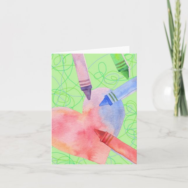 Coloured Heart - Note Card (Front)