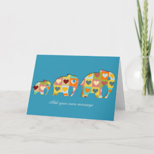 Coloured Hearts Elephants Papercut Style Card