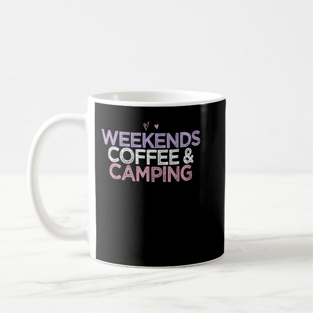 Coloured Hearts Saying Funny Weekends Coffee & Cam Mug (Left)
