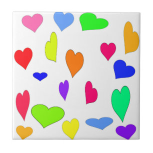 coloured hearts tile