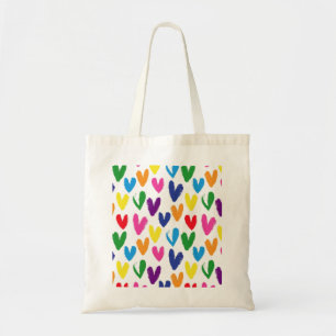 Coloured hearts tote bag