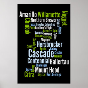 Coloured Hop Varieties Poster