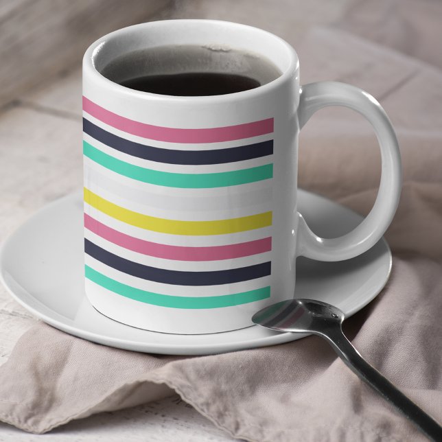 Coloured Horizontal Stripes  Coffee Mug (Colored Horizontal Stripes Coffee Mug)