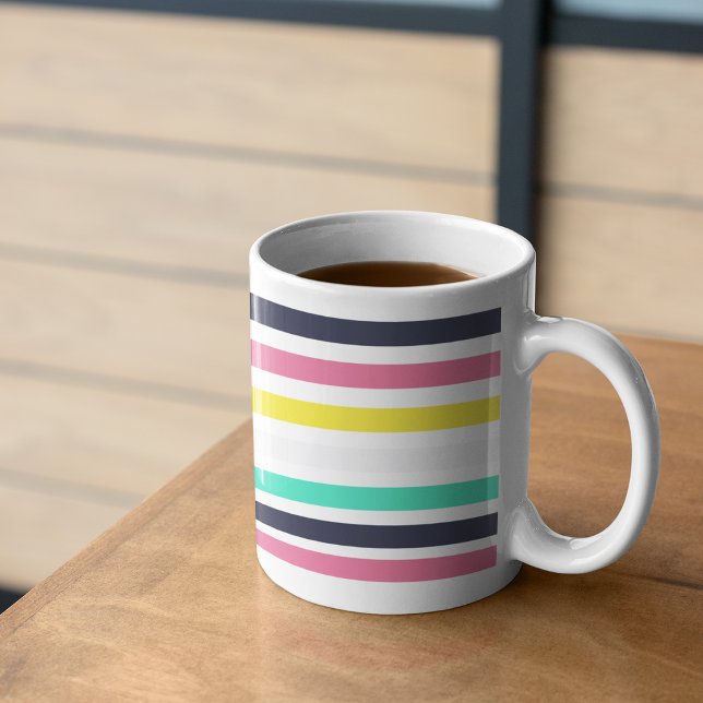 Coloured Horizontal Stripes  Coffee Mug (Colored Horizontal Stripes Coffee Mug)