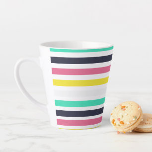 Coloured Horizontal Stripes Latte Mug