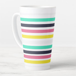 Coloured Horizontal Stripes Latte Mug