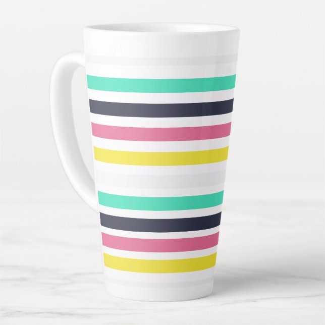 Coloured Horizontal Stripes  Latte Mug (Left Angle)