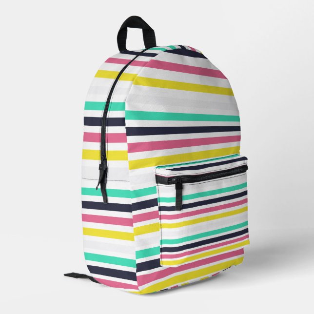 Coloured Horizontal Stripes  Printed Backpack (Back Corner Left)