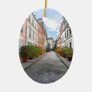 Coloured houses in Rue Cremieux - Paris Ceramic Ornament