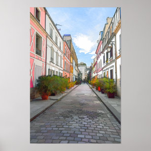 Coloured houses in Rue Cremieux - Paris Poster