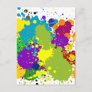 Coloured Inky Splats Postcard