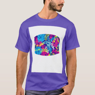 Coloured jungle leaves in Rain Forest 80s style T-Shirt