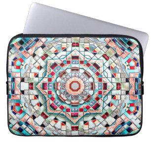 Coloured kaleidoscope of tiles with rough texture laptop sleeve
