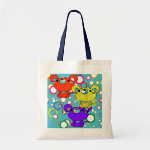 Coloured Kitty on Circles Tote Bag