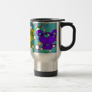 Coloured Kittys on Circles Aluminium Travel Mug