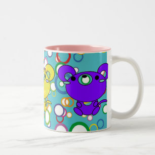 Coloured Kittys on Circles Ceramic Mug