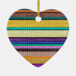Coloured knitting Stripes seamless pattern 1 Ceramic Tree Decoration
