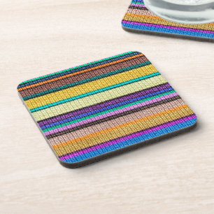 Coloured knitting Stripes seamless pattern 1 Coaster