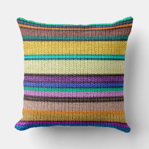 Coloured knitting Stripes seamless pattern 1 Cushion