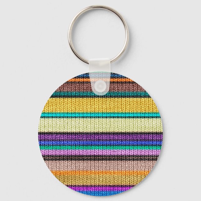Coloured knitting Stripes seamless pattern 1 Key Ring (Front)