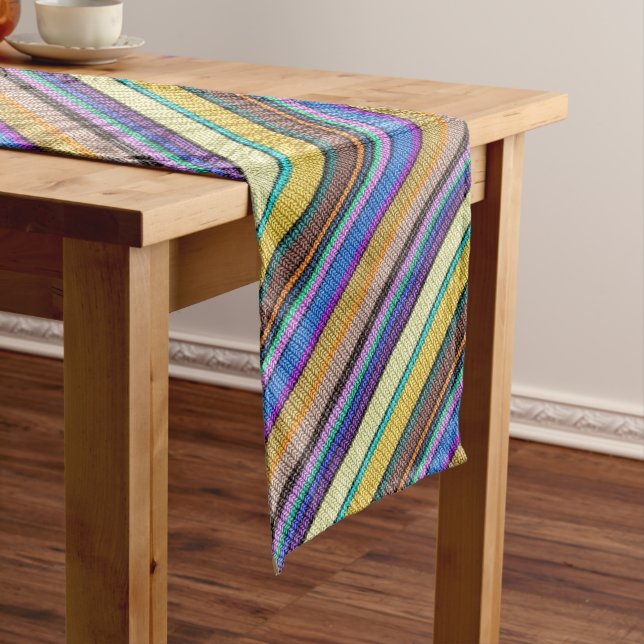 Coloured knitting Stripes seamless pattern 1 Medium Table Runner (In Situ)