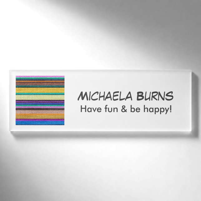 Coloured knitting Stripes seamless pattern 1 Name Tag (Front)