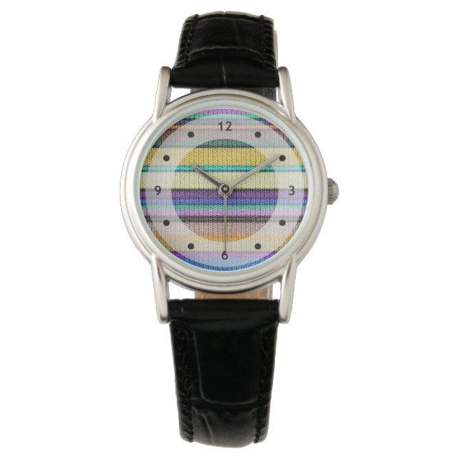Coloured knitting Stripes seamless pattern 1 Watch (Front)