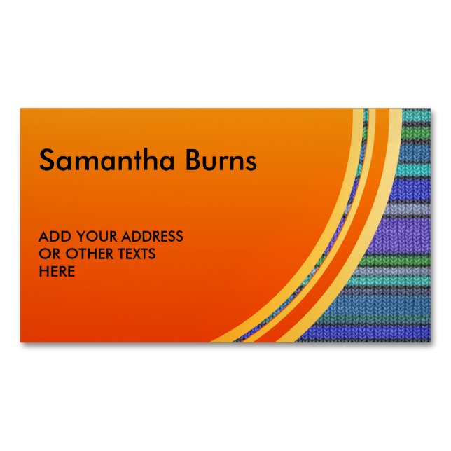 Coloured knitting Stripes seamless pattern 2 Magnetic Business Card (Front)