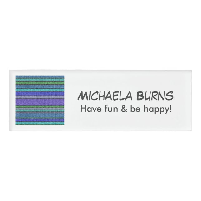 Coloured knitting Stripes seamless pattern 2 Name Tag (Front)